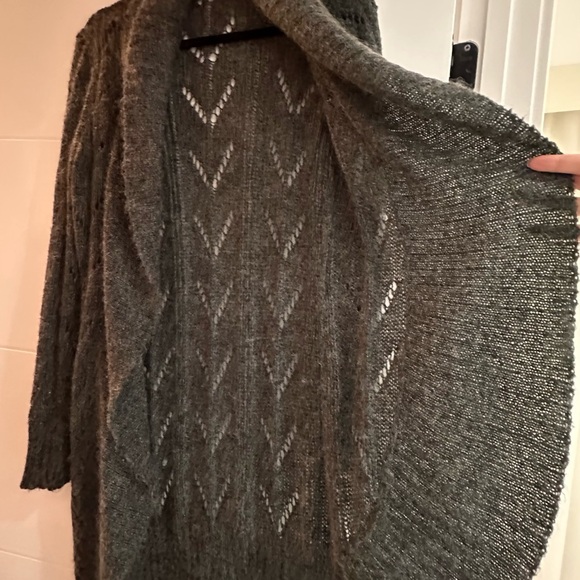 Gray Chunky Knit Cardigan Sweater - Picture 2 of 4